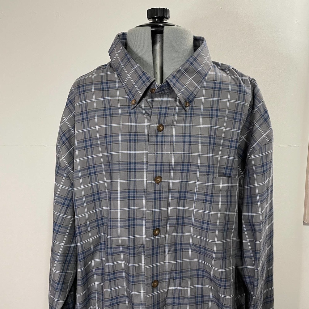 Cabela's Men's Button-down Shirt Long-sleeve Blue Gray 2XLT XXLT